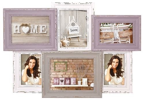 Zep SY96Q Multi Vues 6 Photos Madeleine Bois Blanc, Violet, Gris 60 x 43 x 3 cm