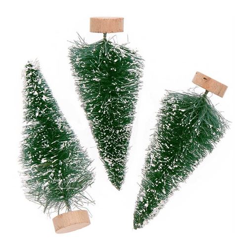 Lot de 3 sapins de Noël en bois vert 7 cm - Rico Design