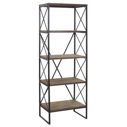 Étagère MENDLER HWC-C10, bois naturel, métal 5 étages, 174x60cm