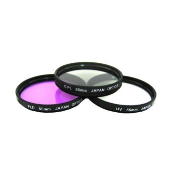 55mm Filtre UV CPL FLD Kit de 3pcs Pour Sony DSLR Alpha A200 A300 A350 A33 A35 A55 A58 A65 A77 A99 A3000 A5000 A6000 - 1