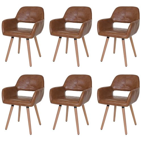 6x chaise de salle à manger Altena II, fauteuil similicuir, aspect daim