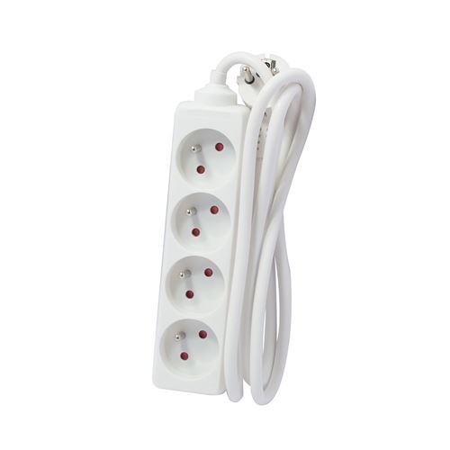 Chacon Blanc - Bloc Multiprise 4X16 A - Longueur 1,5 M
