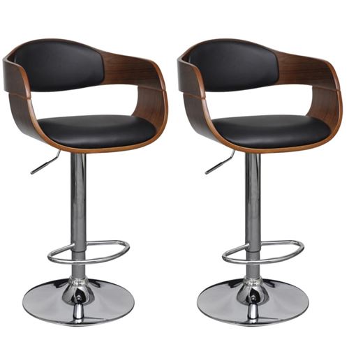 vidaXL Lot de 2 Tabourets bar réglables En cuir avec accoudoir