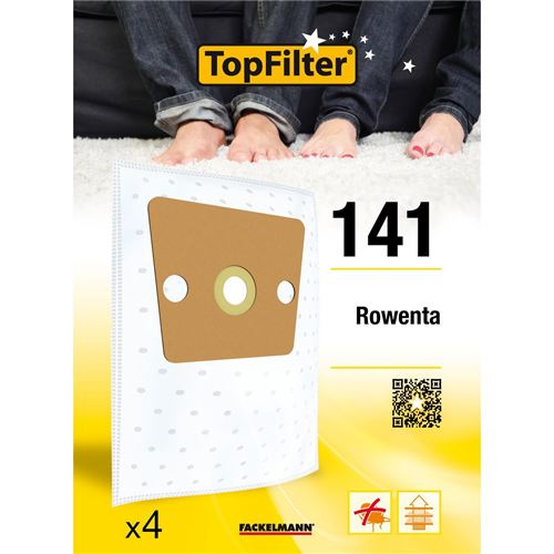 TopFilter 141, 4 sacs aspirateur pour Rowenta boîte de sacs d'aspiration en non-tissé, 4 sacs à poussière (30 x 26 x 0,1 cm)