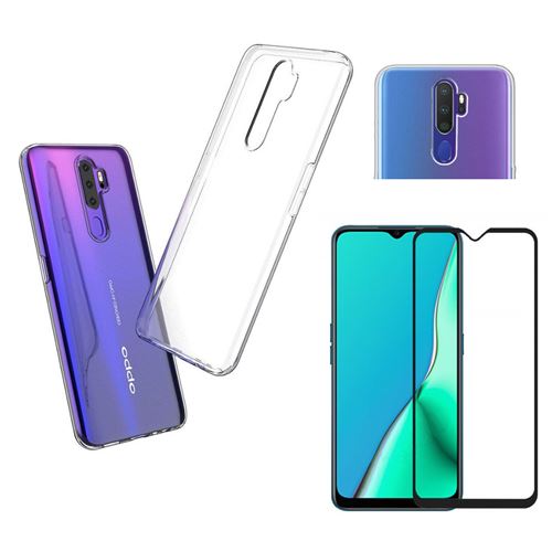 Coque pour OPPO RENO A9 2020 et Verre Trempe Bord Noir - Protection Silicone Souple Ultra Mince Film Vitre Protection Ecran [Phonillico®]