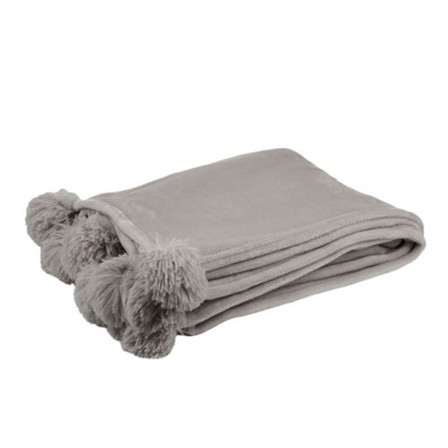 Paris Prix Taupe Plaid À Pompons "Blanket" 130X170cm Clair