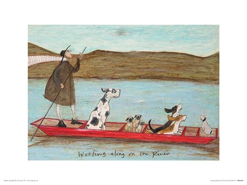 Sam Toft reproduction d'art Woofing along on the River 30 x 40 cm