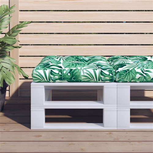vidaXL Coussin de siège de jardin Feuilles 50x50x10 cm Tissu