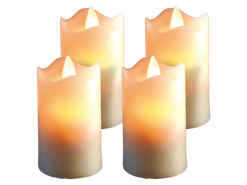 4 bougies à LED scintillante, cire véritable (7,5 cm)