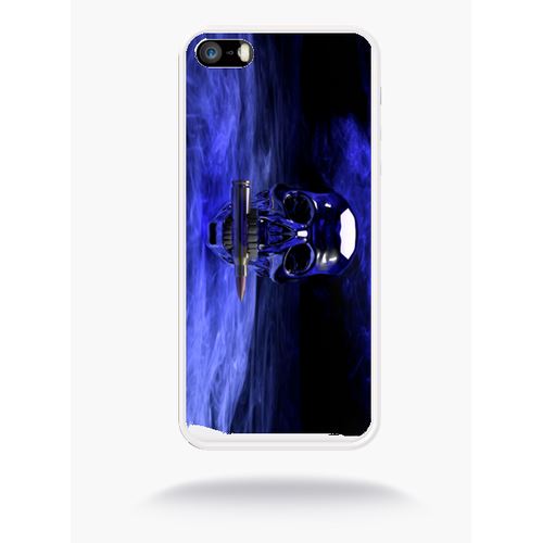 Coque Blue Skull Compatible Apple Iphone Se Silicone Blanc Mat