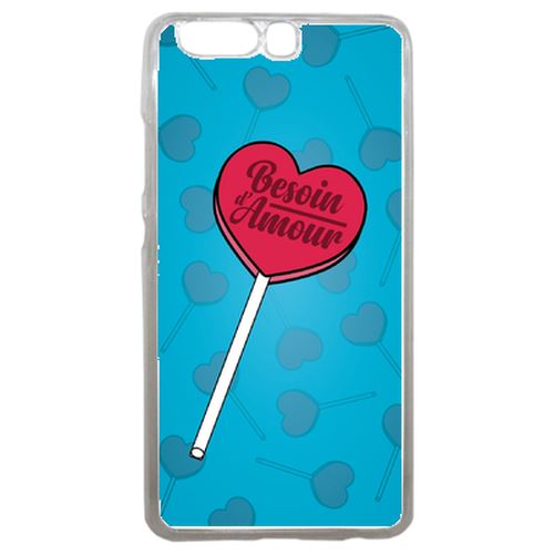 Coque Besoin Damour Fond Bleu Compatible P10 Transparent