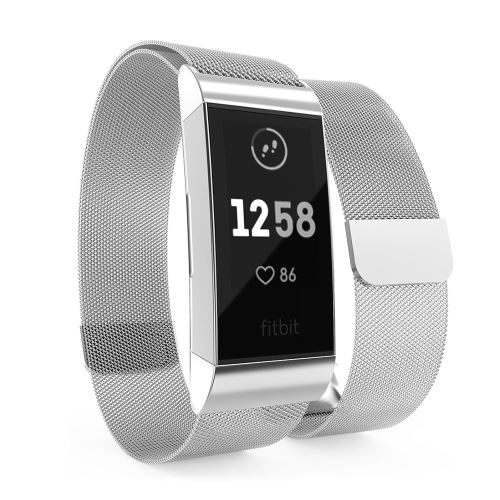 Bracelet milan en acier inoxydable à boucle magnétique de rechange pour Fitbit Charge 3 TH1061