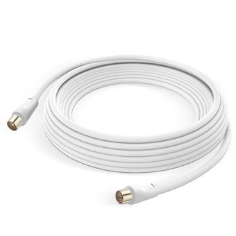 Câble Antenne TV Mâle Femelle Coxial 9.5mm PVC 5m LinQ Blanc - 1