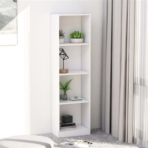 vidaXL Bibliothèque à 4 niveaux Blanc 40x24x142 cm Bois d'ingénierie