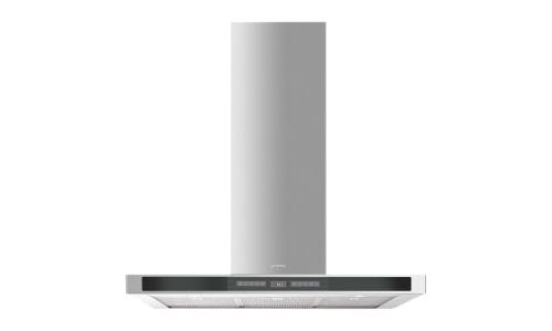 Smeg KS912NXE - hotte décorative - inox et verre noir