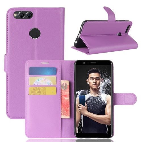 Huawei Honor Play 7X Housse Etui Cuir PU Texture Litchi Violet ALS53282