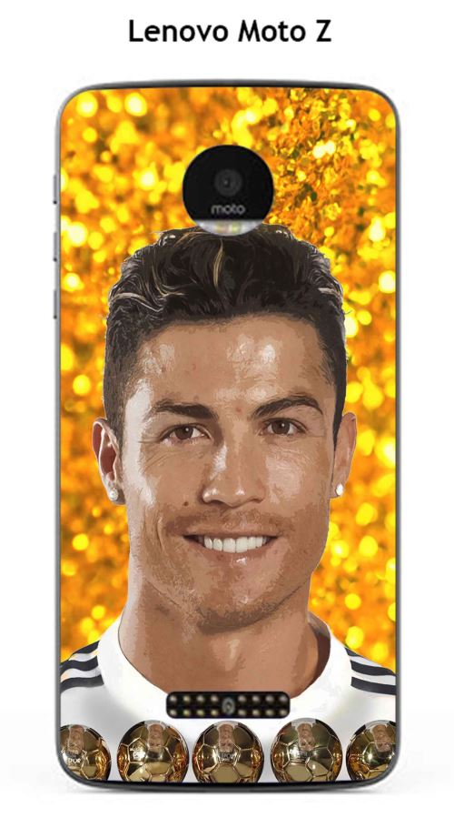 Coque TPU gel souple Lenovo Moto Z - idem c193 design Ronaldo fond orangé