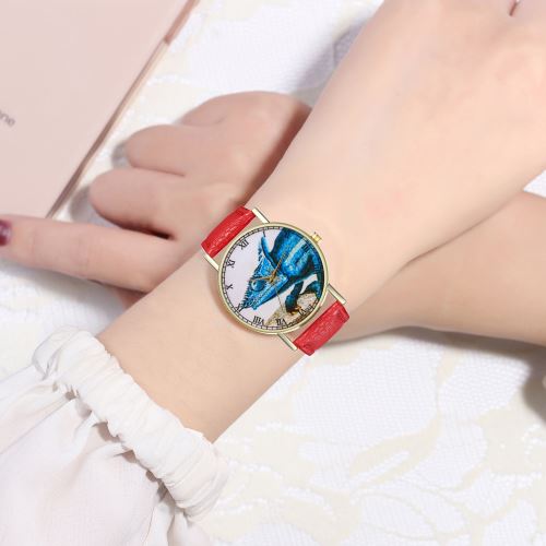 bracelet en cuir de style rétro dames montre pour hommes tendance quartz horloge T213-Arouge