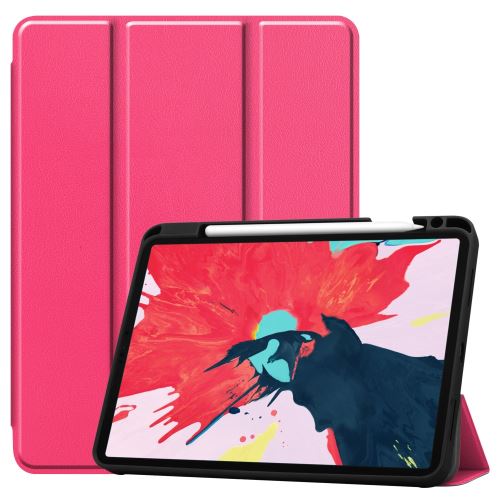 Etui en PU + TPU trois volets élégant avec support et porte-stylo rose pour votre Apple iPad Pro 11 pouces (2020)