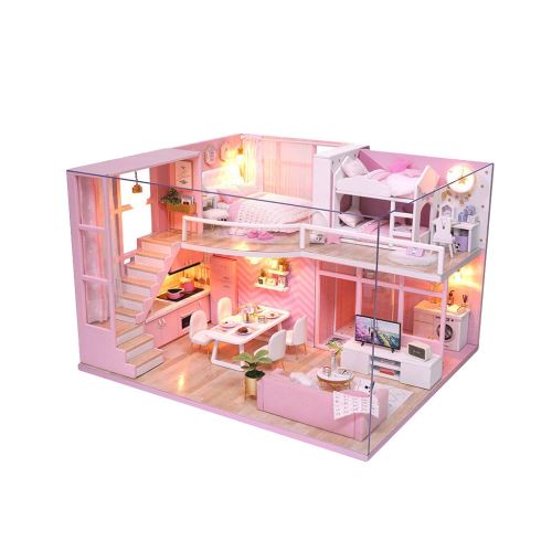 Maison de Poupée En Bois 3D Diy Furniture Modèle Miniature Cadeaux de Noël Jouets BT070