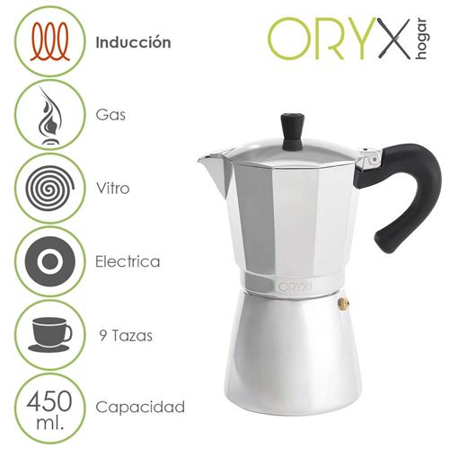 ORYX Cafetière Induction 9 Tasses, Aluminium, Argent, 18 x 25 x 14 cm