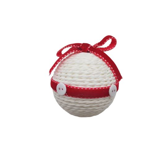 Boule de Noël Tissu - Blanc et rouge