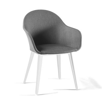 Fauteuil Caruso En Alu Blanc Et Toile Olefin Grise