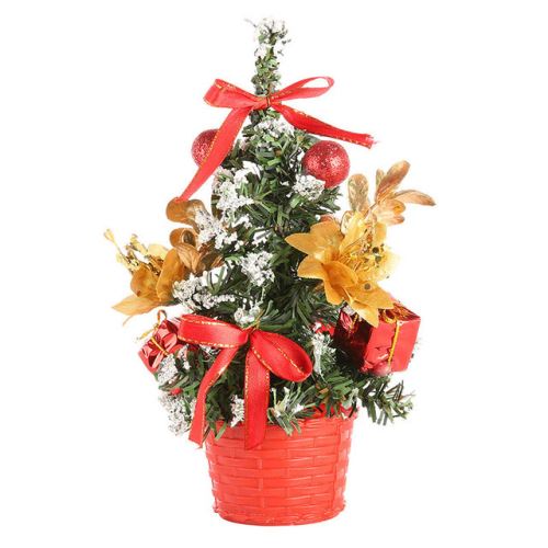 Sapin de Noel Artificiel Mini Miniature Decoration Table IntérieurRouge, Hauteur 20CM