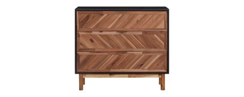 Buffet avec 3 tiroirs bois d'acacia solide et MDF 90x33.5x80cm