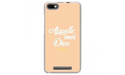 Coque souple pour Wiko Lenny 3 avec impression Motifs Appelle moi Dieu beige