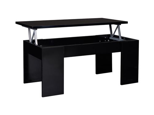 Table basse CARMELA - Plateau relevable - Bois & MDF - Coloris noir