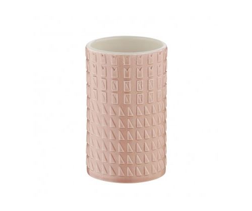 Porte Brosse à Dents / Gobelet Salle de Bain en Porcelaine Vieux Rose Lenora