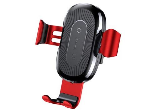 Support Grille d'Aération / Chargeur Sans Fil Qi Baseus Gravity - Rouge