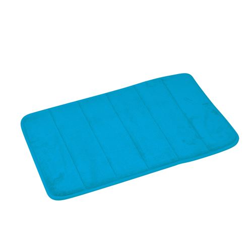 Tapis memoire de forme 40 x 60 cm microfibre unie vitamine Bleu ocean