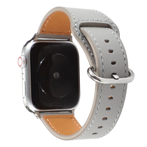 Bracelet de montre en cuir simple pour Apple Watch Series 6/ SE/ 5/ 4 40mm - Gris