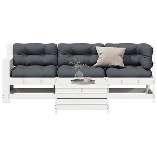 VIDAXL  Salon de Jardin avec Coussins 4 pcs, Canap&eacute;s de Terrasse, Ensemble de Meubles de Patio, Mobilier d'Ext&eacute;rieur, Blanc 3250773 