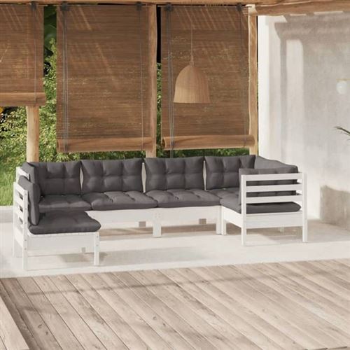 Non Communiqué Blanc Vidaxl Bois De Pin Massif Salon De Jardin 6 Pcs Avec Coussins Mobilier De Patio Meubles D'extérieur Mobilier De Jardin 3096419