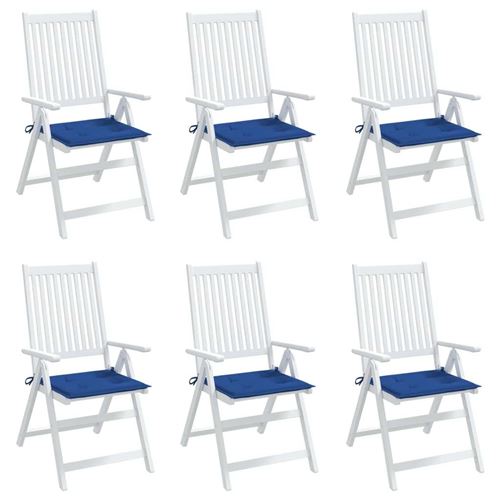 vidaXL Coussins de chaise de jardin lot de 6 bleu royal 40x40x3 cm