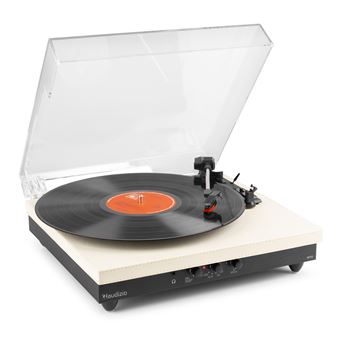 Fenton RP113C Platine vinyle Bluetooth avec Haut-Parleurs Intégrés 33, 45 et 78 Tours Cuir Crème - 1
