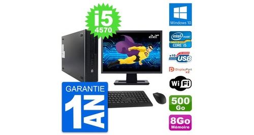 PC De Bureau HP PC HP 600 G1 Sff Ecran 22" Intel i5-4570 Ram 8Go Disque 500Go Windows 10 WiFi
