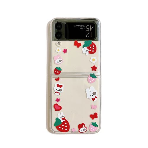 Coque Pour Samsung Galaxy Z Flip 3 Frusde Dessin Animé Peinture Transparente Etui-Lapin
