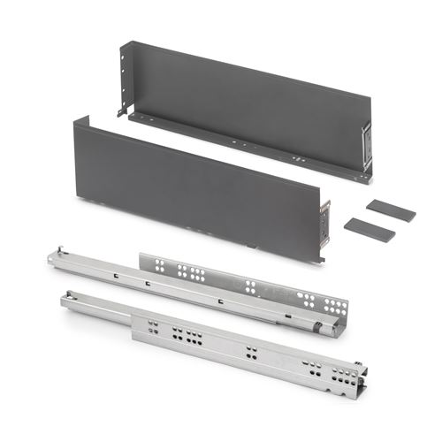 Emuca Tiroir Extérieur Simplex 25Kg Hauteur 159Mm, Profondeur 490Mm, Acier, Gris Antracite