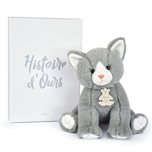 Non Communiqué Multicolore Peluche Bebe Chat Gris Avec Boite
