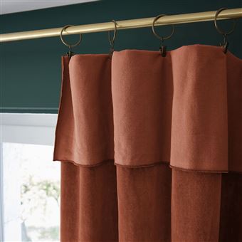 HARRIS - Rideau Ajustable 140x270cm Velours de Coton Terracotta + 8 Anneaux Pince - Altobuy - 1