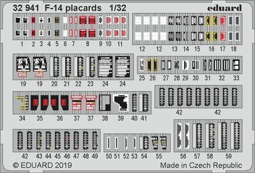 F-14 Placards For Tamiya - 1:32e - Eduard Accessories