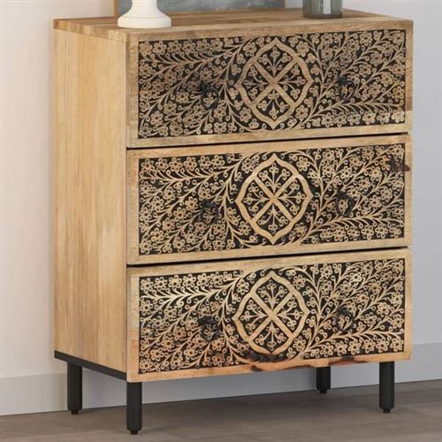 Non Communiqué Marron Vidaxl Armoire Latérale, Buffet Avec Tiroirs, Meuble De Rangement Salon Chambre À Coucher Salle À Manger, Rétro, Bois Massif 358215
