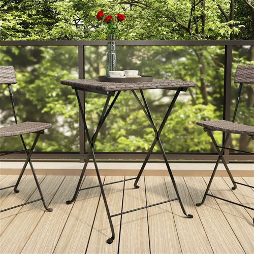 VidaXL - Table de bistrot pliante rotin synthétique, One Size, Gris