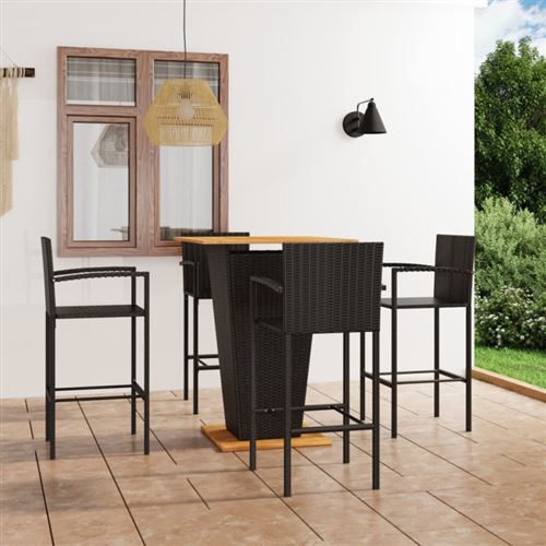 Ensemble de bar de jardin 5 pcs Noir - Vidaxl