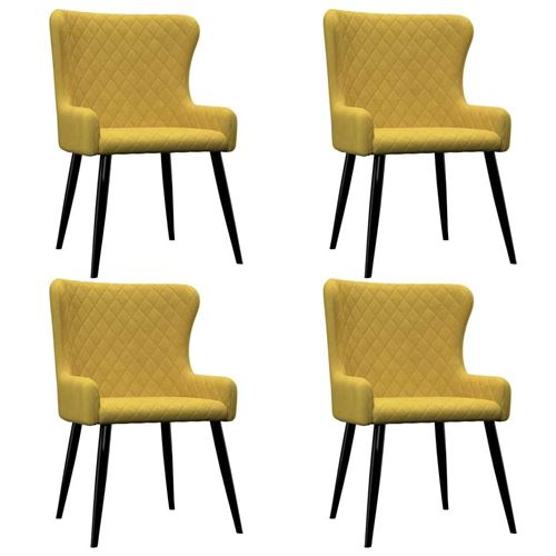 vidaXL Chaises de salle à manger 4 pcs Jaune Velours