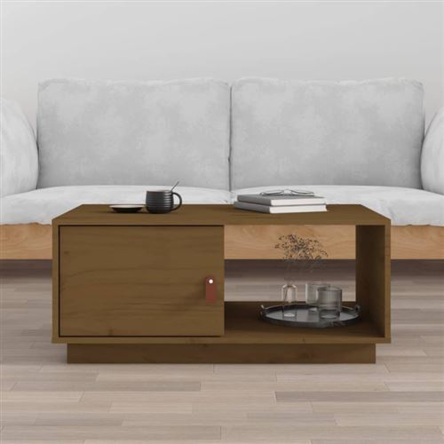 VIDAXL - Table basse - Bois de pin massif - Marron - 80 x 50 x 35,5 cm - Image 3